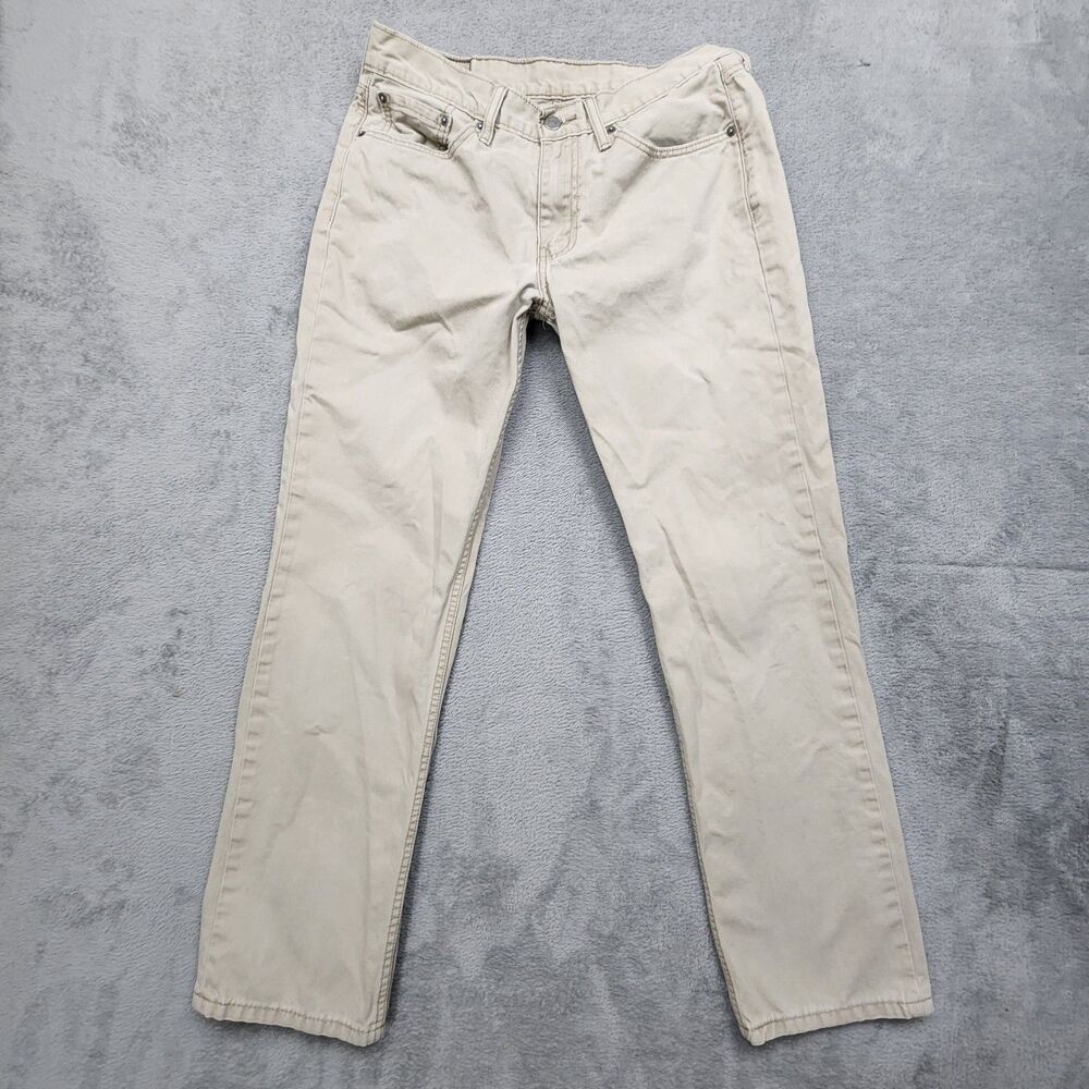 Levis Mens 32x32 Beige 514 Pants Straight Fit Casual Cotton Jeans Style - Picture 2 of 10